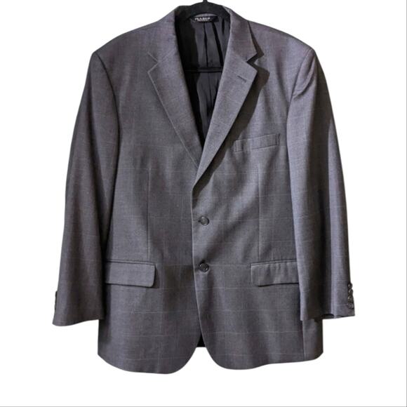 JoS A. Bank Men's Gray Plaid Wool Suit Jacket Sport Coat Travelers Collection 42 - Picture 1 of 10